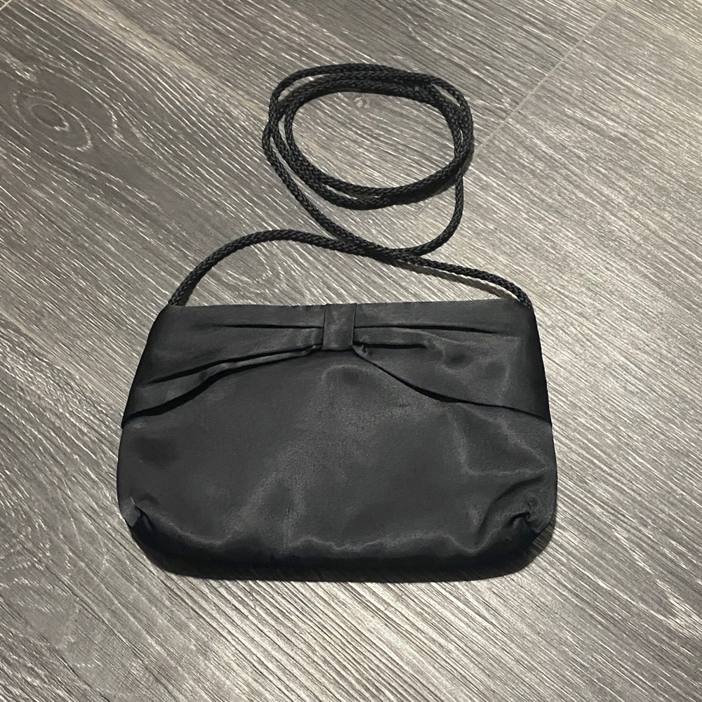 Black Satin Crossbody Evening Bag - Classic Women's Small Purse